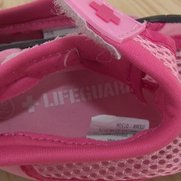Lifeguard Pink Toddler Rubber Bottom Swim Water Shoes Size 7/8 - Picture 7 of 7